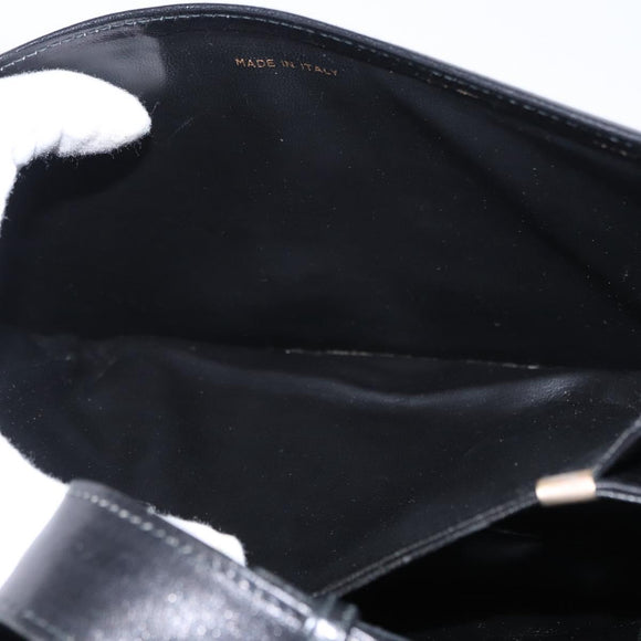 CELINE Horse Carriage Shoulder Bag Leather Black Gold Auth mr1692