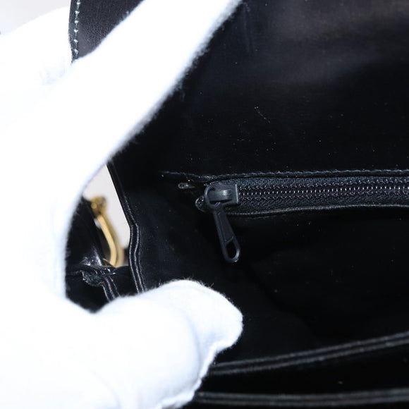 CELINE Horse Carriage Shoulder Bag Leather Black Gold Auth mr1692
