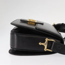 CELINE Horse Carriage Shoulder Bag Leather Black Gold Auth mr1692-3
