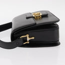 CELINE Horse Carriage Shoulder Bag Leather Black Gold Auth mr1692-4