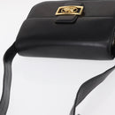 CELINE Horse Carriage Shoulder Bag Leather Black Gold Auth mr1692-6