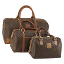 CELINE Macadam Canvas Bag PVC 3 Set Brown Auth mr1693-1