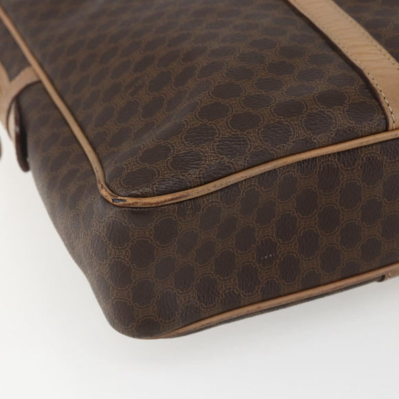 CELINE Macadam Canvas Business Bag PVC Leather Brown Gold Auth mr1694