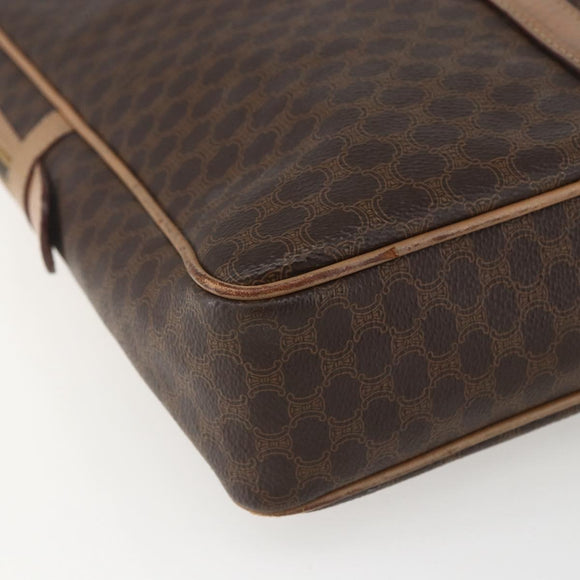 CELINE Macadam Canvas Business Bag PVC Leather Brown Gold Auth mr1694