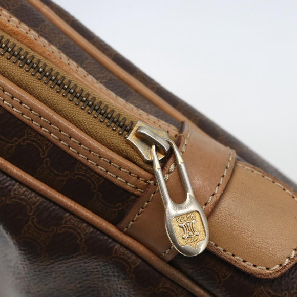 CELINE Macadam Canvas Business Bag PVC Leather Brown Gold Auth mr1694