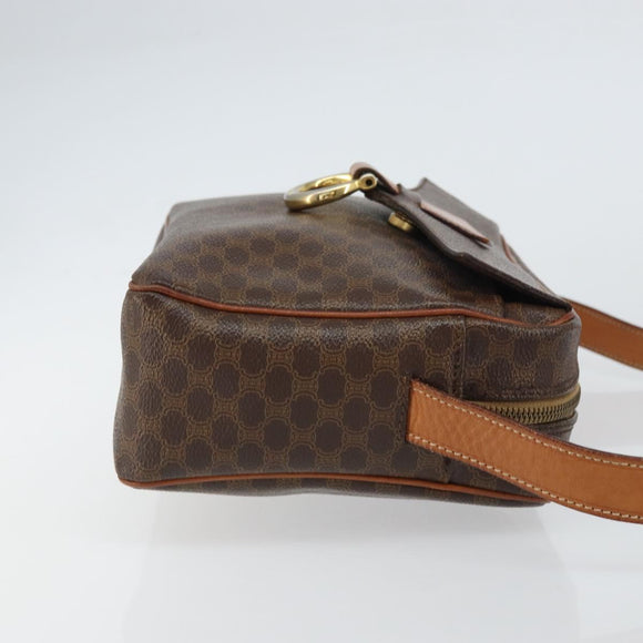 CELINE Macadam Canvas Shoulder Bag PVC Leather Brown Gold Auth mr1695