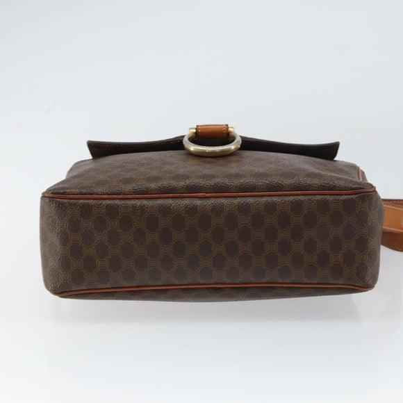 CELINE Macadam Canvas Shoulder Bag PVC Leather Brown Gold Auth mr1695