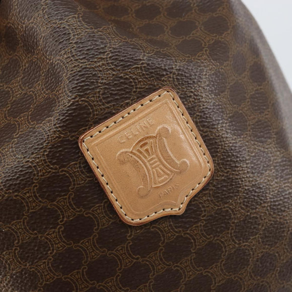 CELINE Macadam Canvas Shoulder Bag PVC Leather Brown Gold Auth mr1696