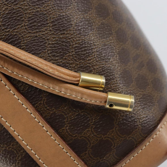 CELINE Macadam Canvas Shoulder Bag PVC Leather Brown Gold Auth mr1696