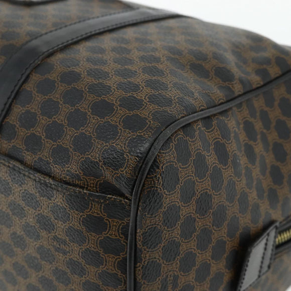 CELINE Macadam Canvas Boston Bag PVC Black Gold Auth mr1697