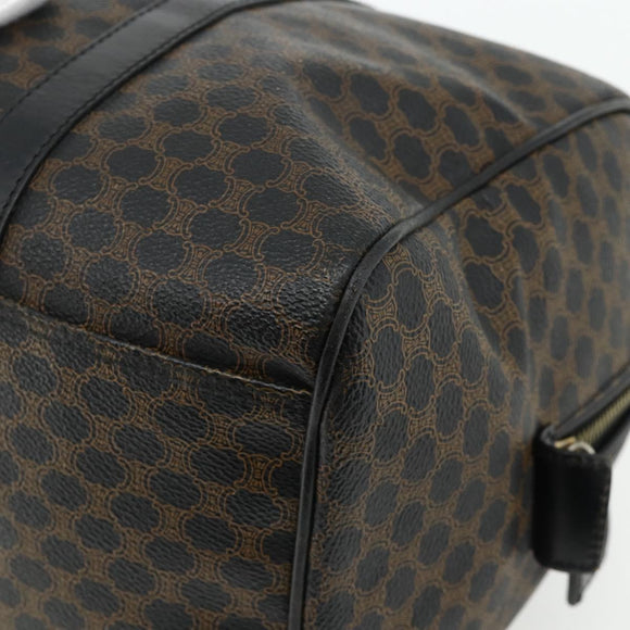 CELINE Macadam Canvas Boston Bag PVC Black Gold Auth mr1697