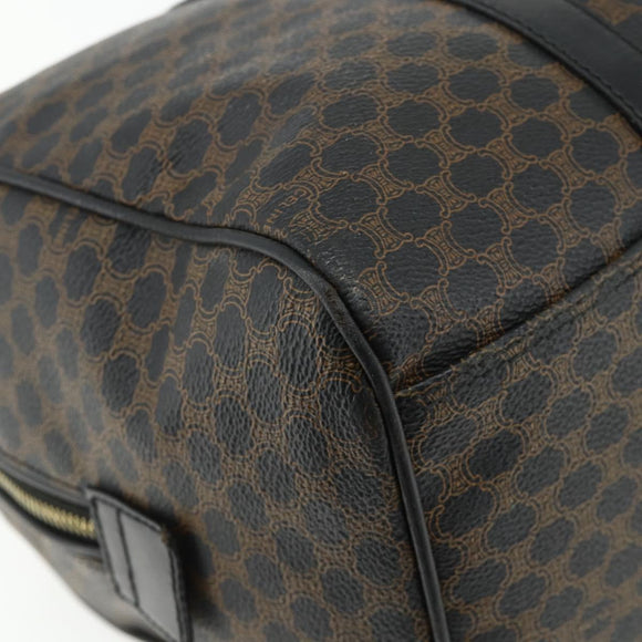 CELINE Macadam Canvas Boston Bag PVC Black Gold Auth mr1697