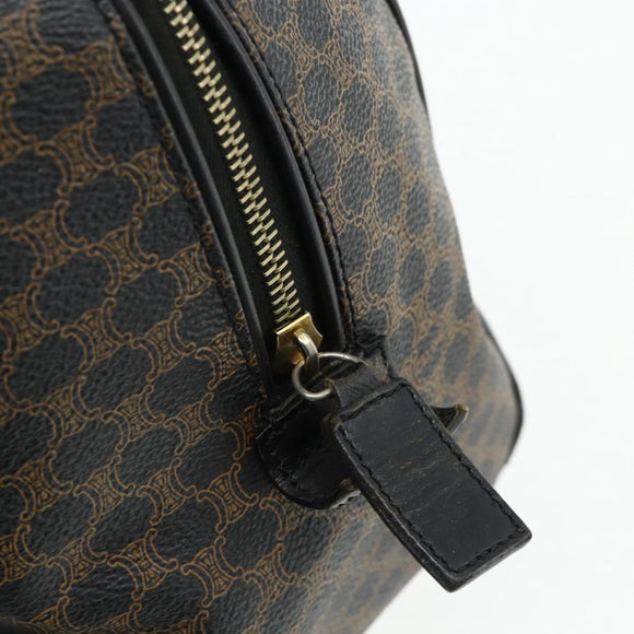 CELINE Macadam Canvas Boston Bag PVC Black Gold Auth mr1697