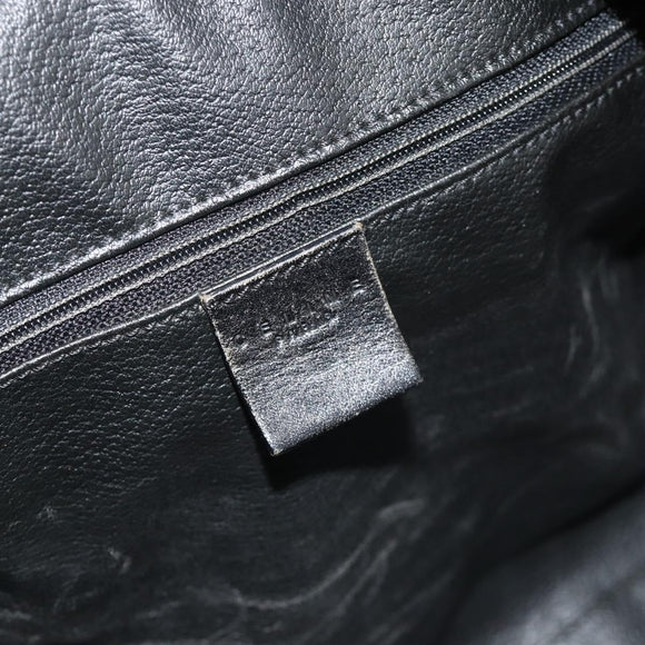 CELINE Macadam Canvas Boston Bag PVC Black Gold Auth mr1697