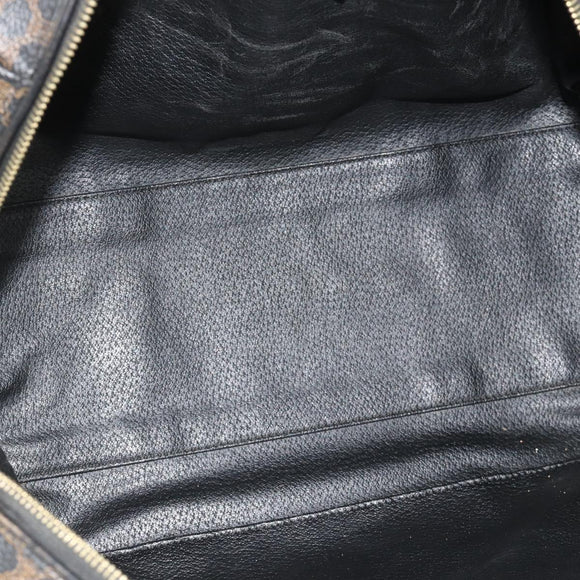 CELINE Macadam Canvas Boston Bag PVC Black Gold Auth mr1697