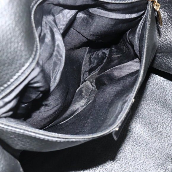 CELINE Macadam Canvas Boston Bag PVC Black Gold Auth mr1697