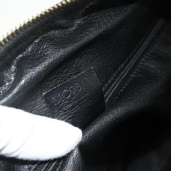 CELINE Macadam Canvas Boston Bag PVC Black Gold Auth mr1697