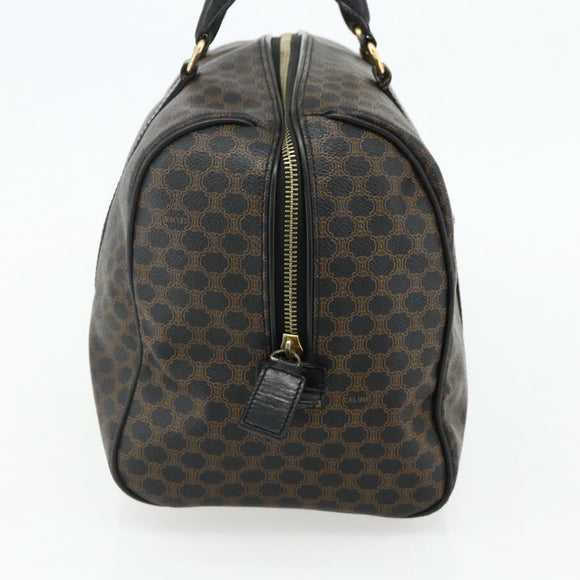 CELINE Macadam Canvas Boston Bag PVC Black Gold Auth mr1697