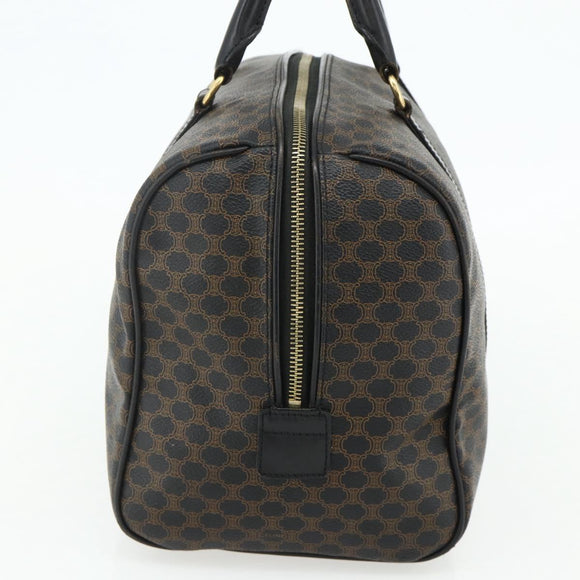 CELINE Macadam Canvas Boston Bag PVC Black Gold Auth mr1697