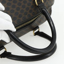 CELINE Macadam Canvas Boston Bag PVC Black Gold Auth mr1697-7