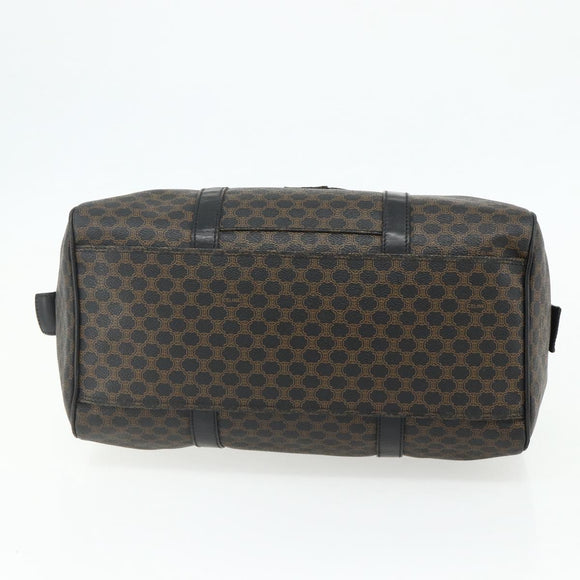 CELINE Macadam Canvas Boston Bag PVC Black Gold Auth mr1697