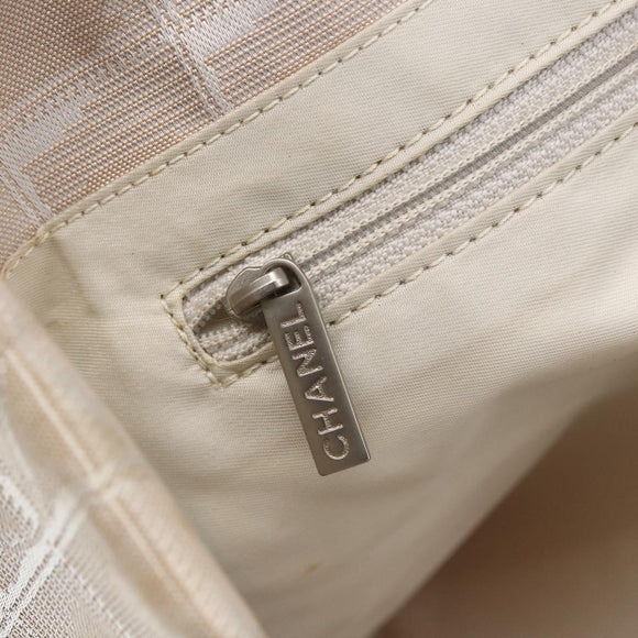 CHANEL New Travel line Hand Bag Nylon Beige Silver CC Auth mr1703