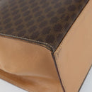 CELINE Macadam Canvas Hand Bag PVC Leather Brown Gold Auth mr1708A-14