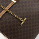 CELINE Macadam Canvas Hand Bag PVC Leather Brown Gold Auth mr1708A-17