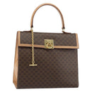 CELINE Macadam Canvas Hand Bag PVC Leather Brown Gold Auth mr1708A-1