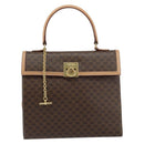 CELINE Macadam Canvas Hand Bag PVC Leather Brown Gold Auth mr1708A-13