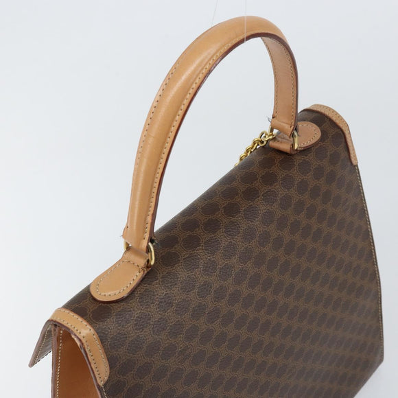 CELINE Macadam Canvas Hand Bag PVC Leather Brown Gold Auth mr1708A