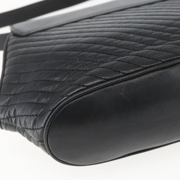 CELINE Shoulder Bag Leather Black Gold Auth mr1709