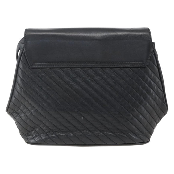 CELINE Shoulder Bag Leather Black Gold Auth mr1709