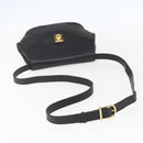 CELINE Shoulder Bag Leather Black Gold Auth mr1709-7