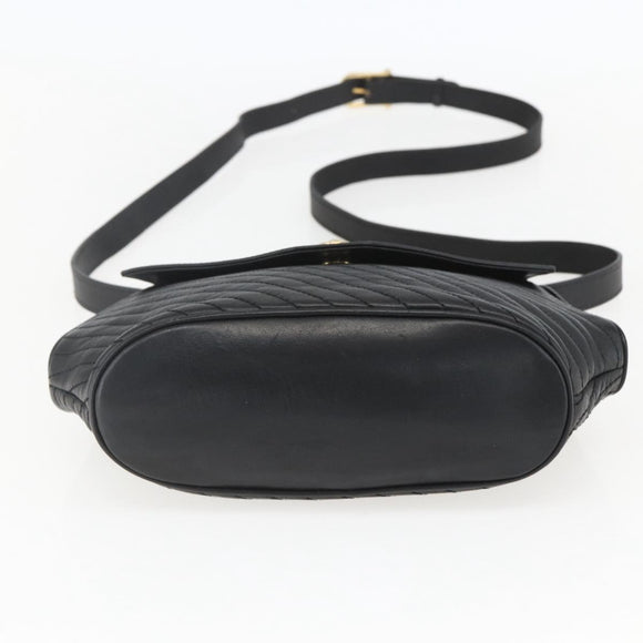 CELINE Shoulder Bag Leather Black Gold Auth mr1709