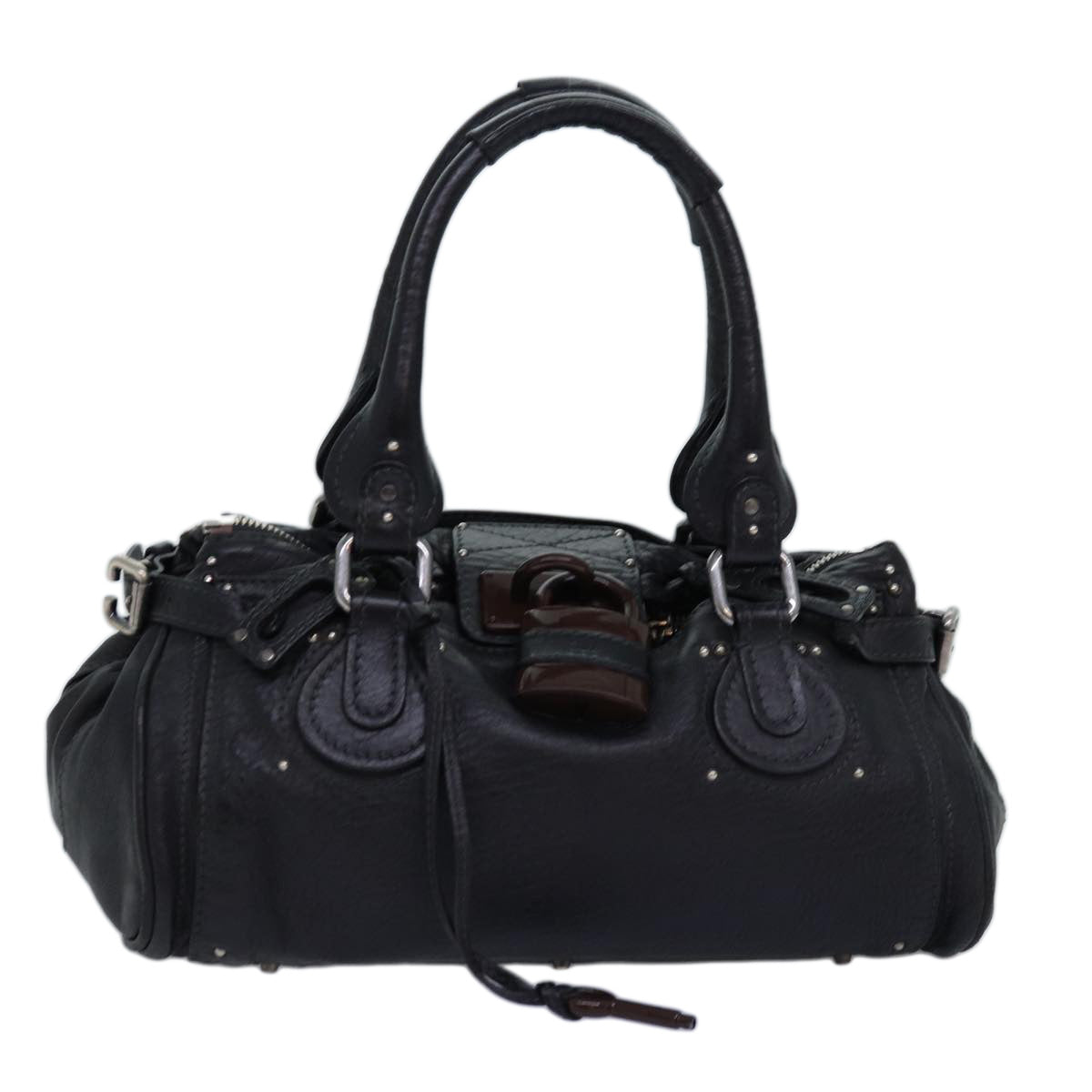 Chloe Paddington Hand Bag Leather Black Auth mr171