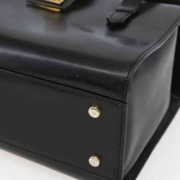 CELINE Hand Bag Leather Black Gold Auth mr1710