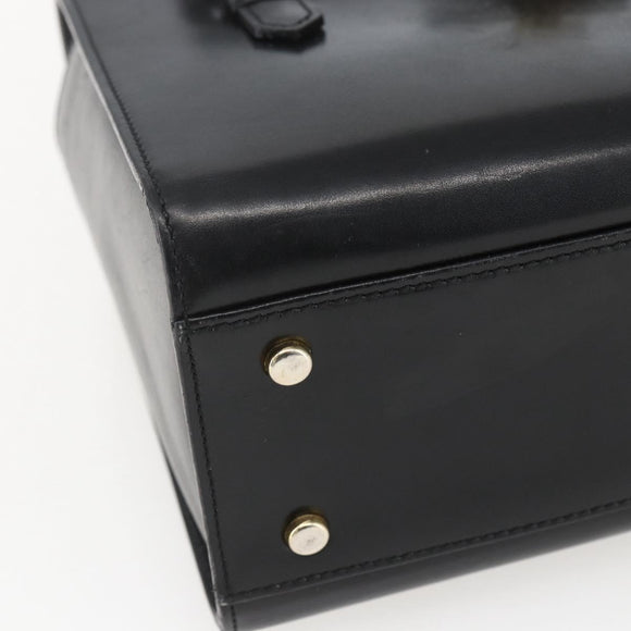 CELINE Hand Bag Leather Black Gold Auth mr1710