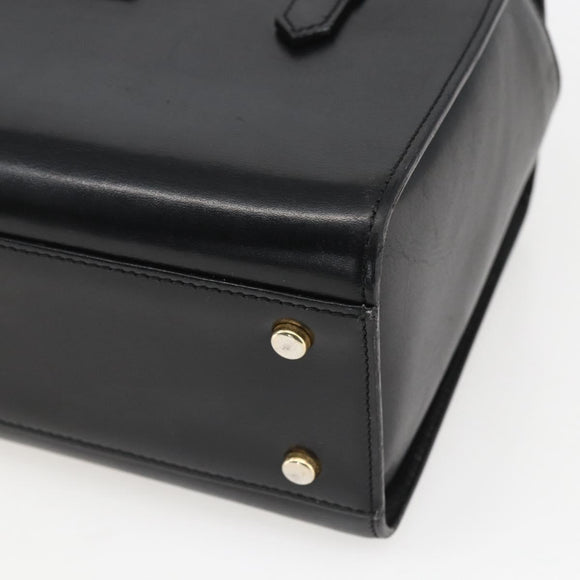 CELINE Hand Bag Leather Black Gold Auth mr1710