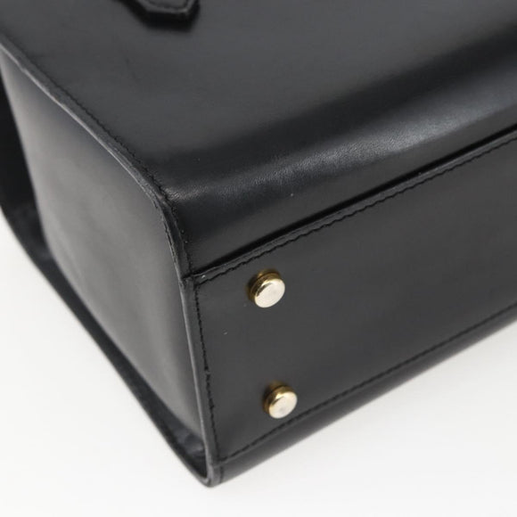 CELINE Hand Bag Leather Black Gold Auth mr1710