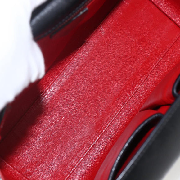 CELINE Hand Bag Leather Black Gold Auth mr1710