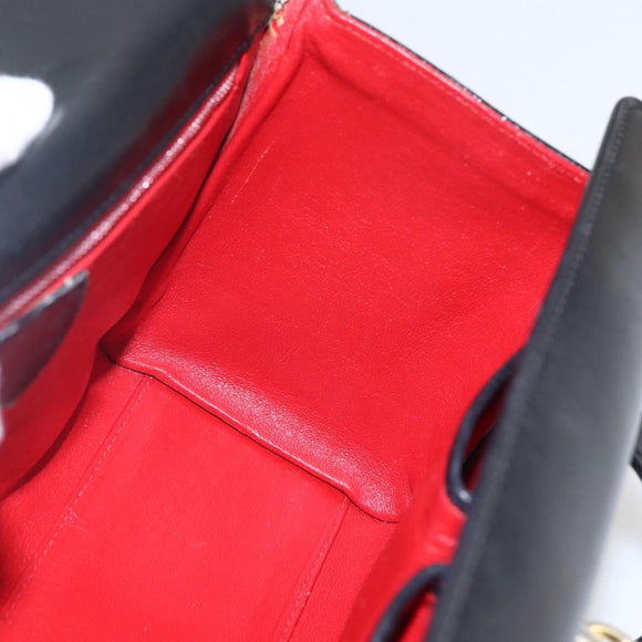 CELINE Hand Bag Leather Black Gold Auth mr1710