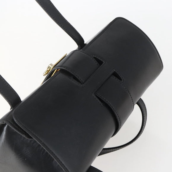 CELINE Hand Bag Leather Black Gold Auth mr1710