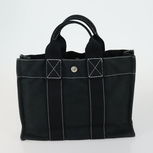HERMES Her Line Fourre Tout Hand Bag Canvas 5 Set Black Navy gray Auth mr1716