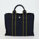 HERMES Her Line Fourre Tout Hand Bag Canvas 5 Set Black Navy gray Auth mr1716-17