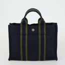 HERMES Her Line Fourre Tout Hand Bag Canvas 5 Set Black Navy gray Auth mr1716-18