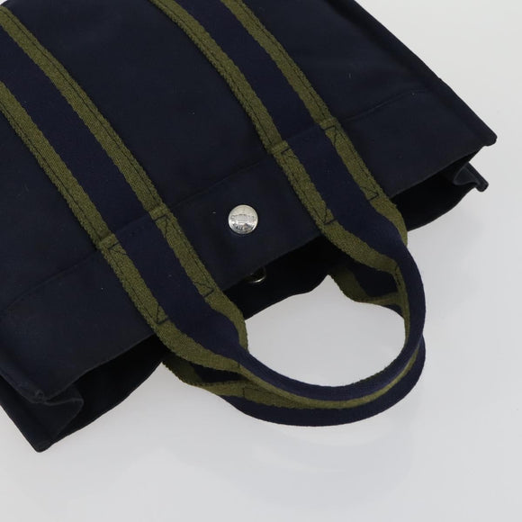 HERMES Her Line Fourre Tout Hand Bag Canvas 5 Set Black Navy gray Auth mr1716