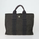 HERMES Her Line Fourre Tout Hand Bag Canvas 5 Set Black Navy gray Auth mr1716-2