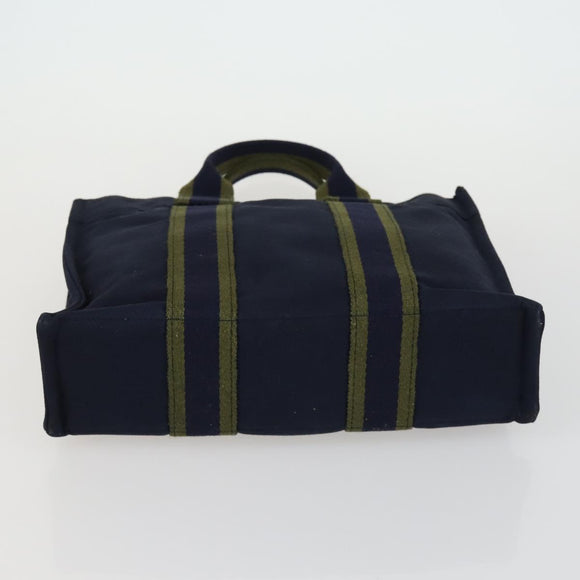 HERMES Her Line Fourre Tout Hand Bag Canvas 5 Set Black Navy gray Auth mr1716