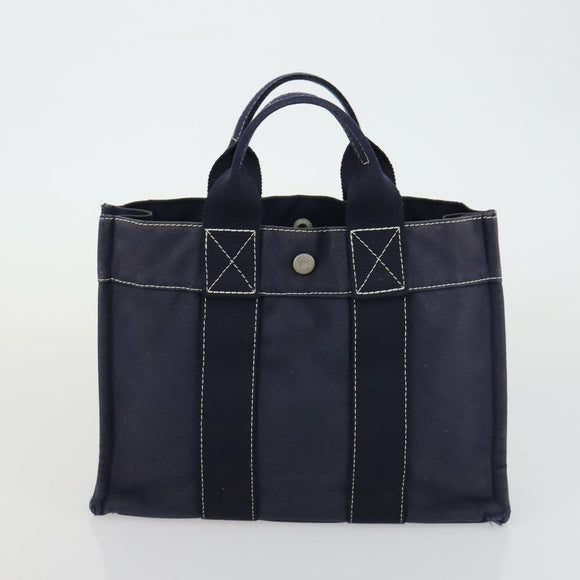 HERMES Her Line Fourre Tout Hand Bag Canvas 5 Set Black Navy gray Auth mr1716